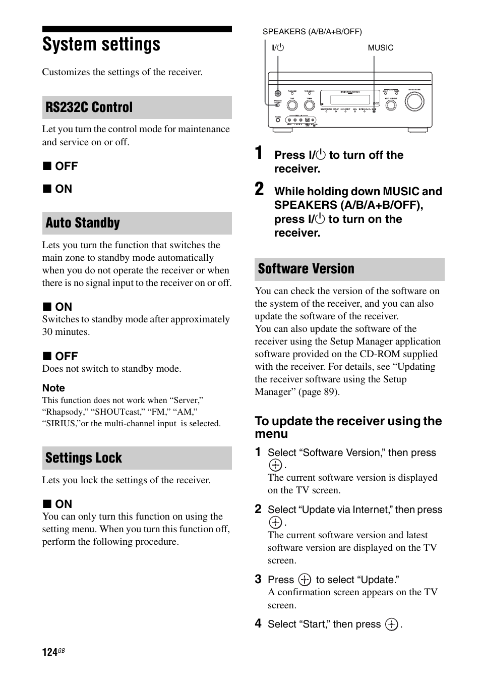 System settings | Sony STR-DA3600ES User Manual | Page 124 / 162