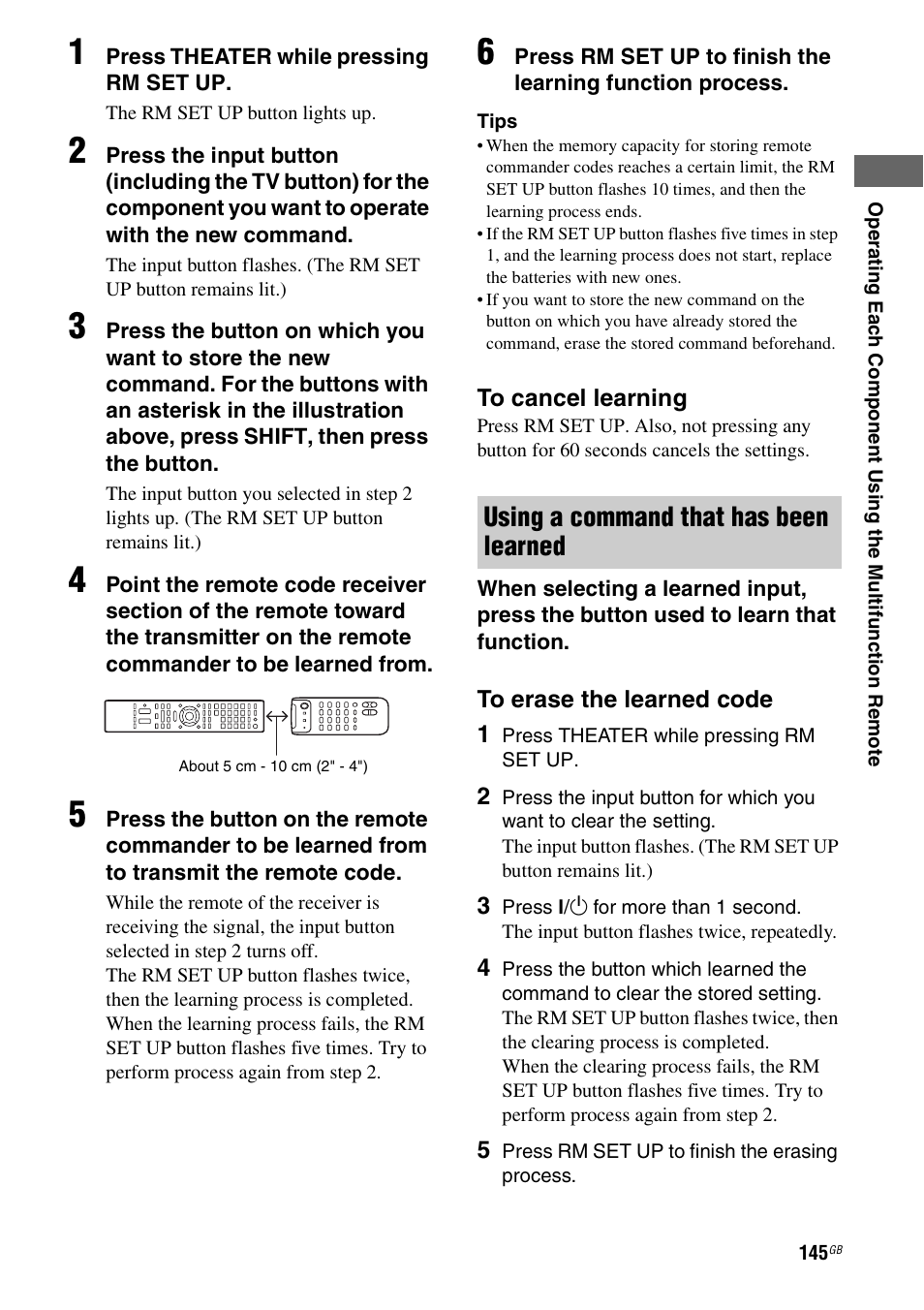 Using a command that has been learned | Sony STR-DA3600ES User Manual | Page 145 / 162