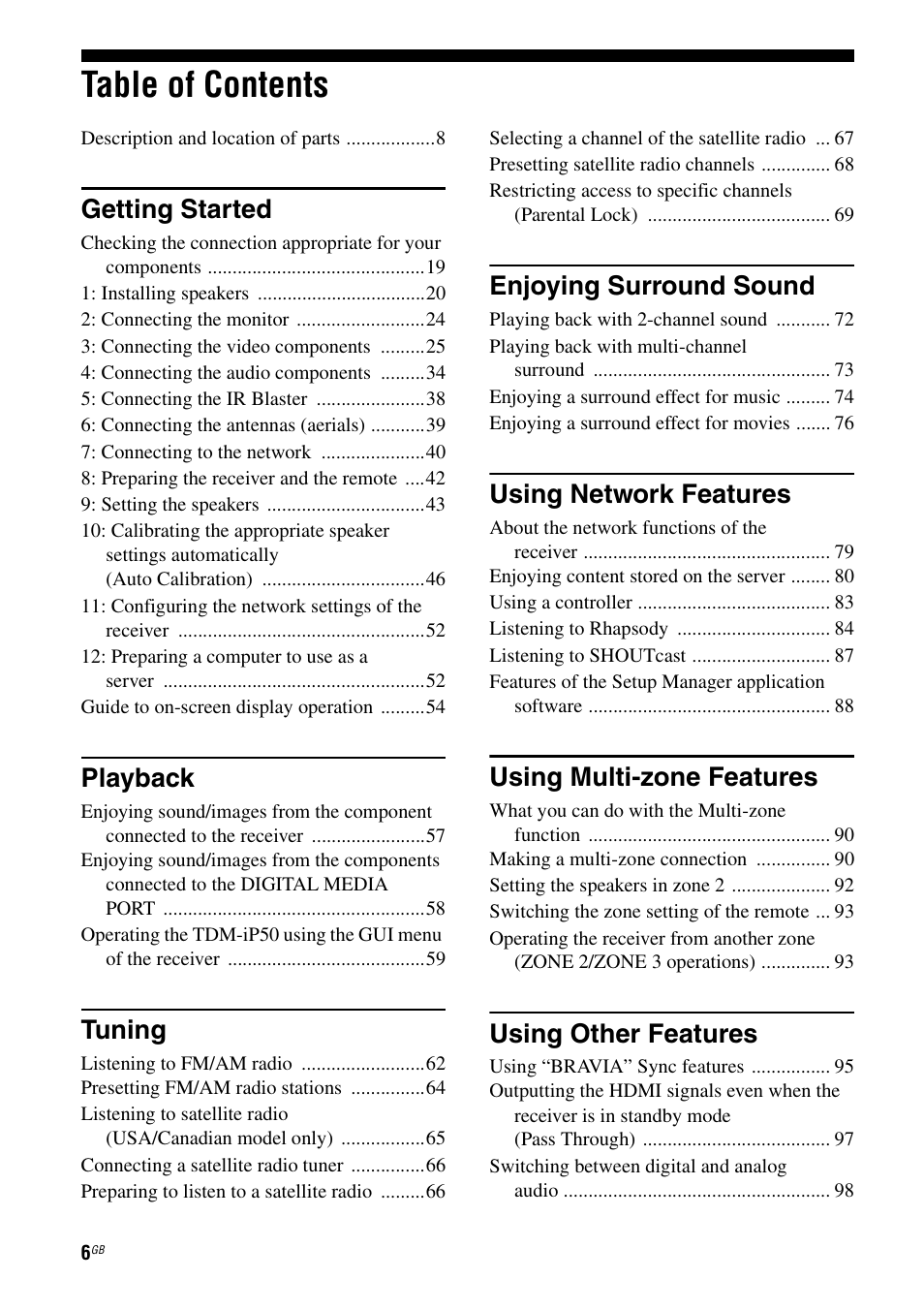 Sony STR-DA3600ES User Manual | Page 6 / 162