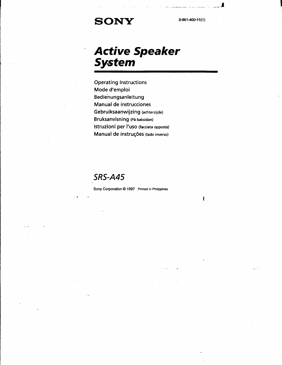 Sony SRS-A45 User Manual | 17 pages