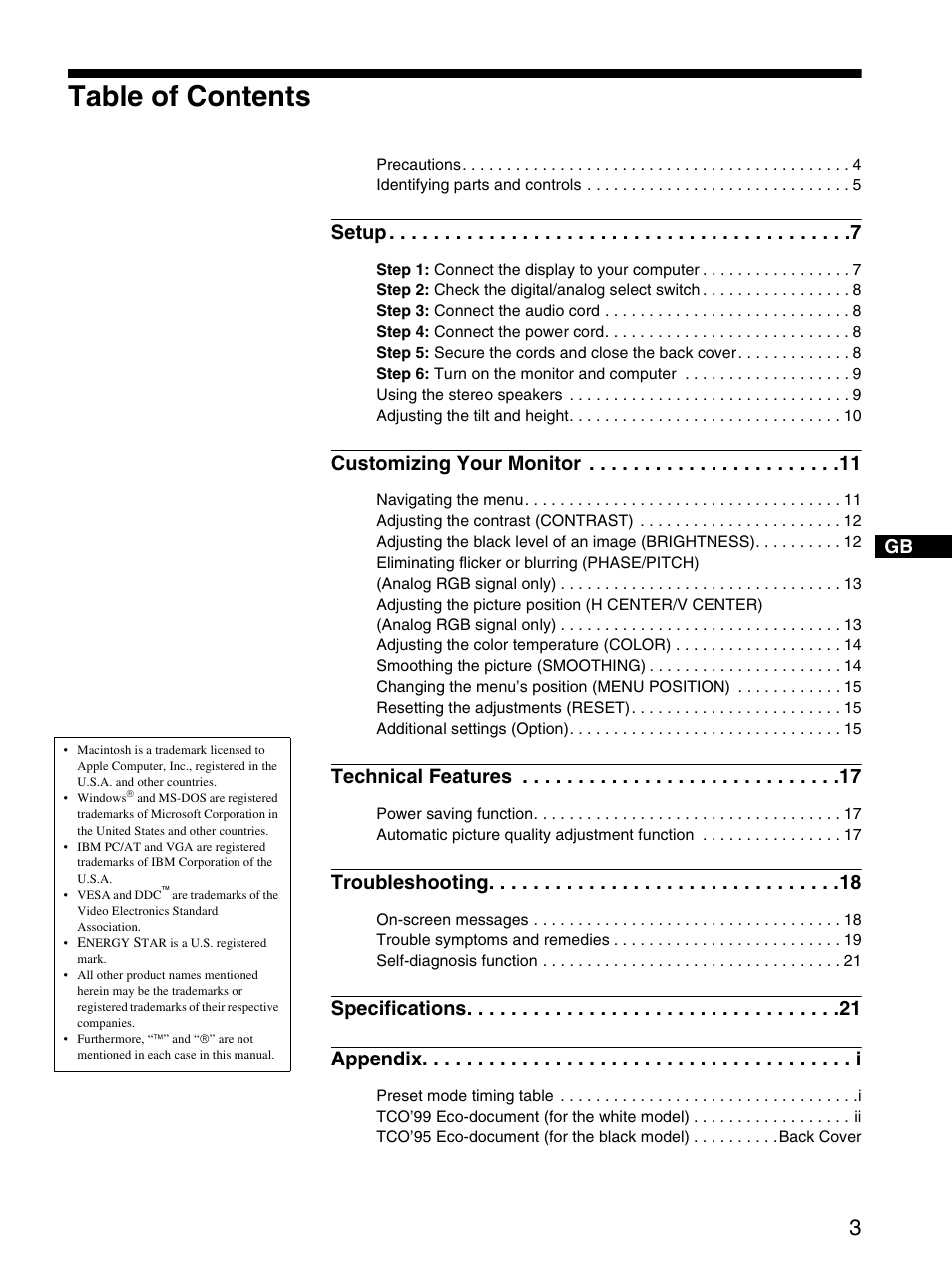 Sony SDM-M51D User Manual | Page 3 / 104