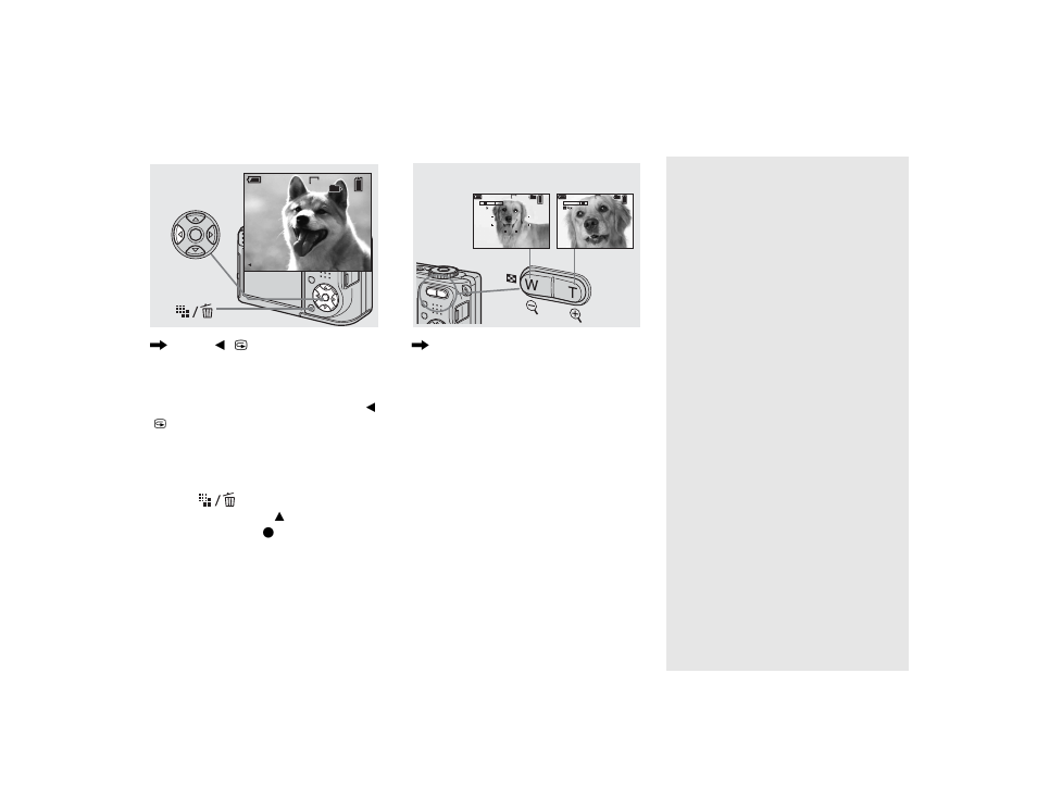 Checking the last image you shot — quick review, Using the zoom feature, Checking the last image you shot | Quick review, Zoom | Sony DSC-W1 User Manual | Page 26 / 128