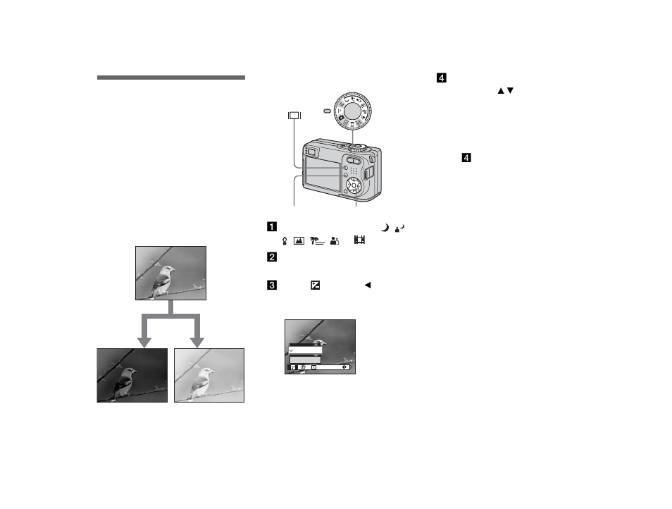 Adjusting the exposure, Ev adjustment | Sony DSC-W1 User Manual | Page 54 / 128