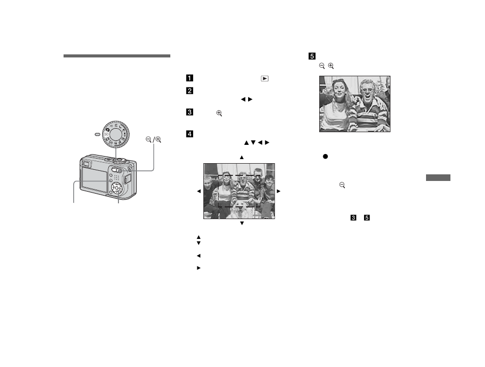 Enlarging a portion of a still image, Enlarging an image — playback zoom, Enlarging an image | Playback zoom | Sony DSC-W1 User Manual | Page 63 / 128