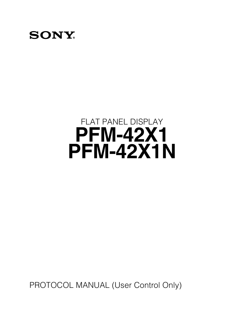 Sony PFM-42X1 User Manual | 26 pages