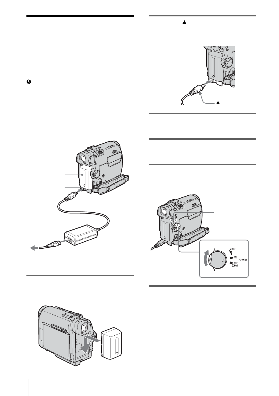 Step 2: charging the battery pack | Sony DCR-HC20 User Manual | Page 12 / 100