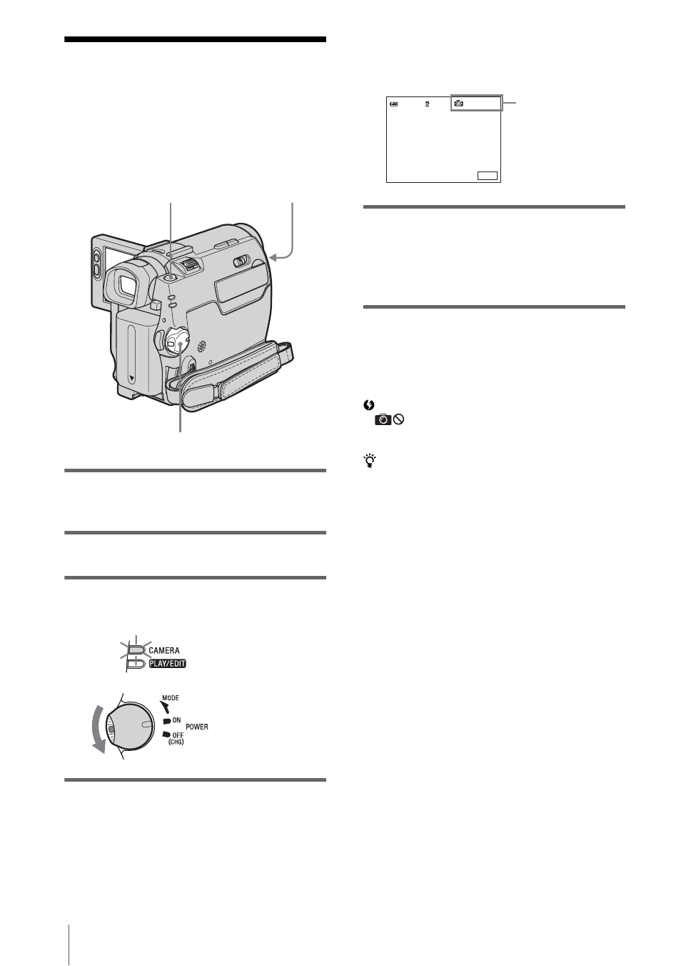 Recording still images – tape photo recording, Recording still images | Sony DCR-HC20 User Manual | Page 24 / 100