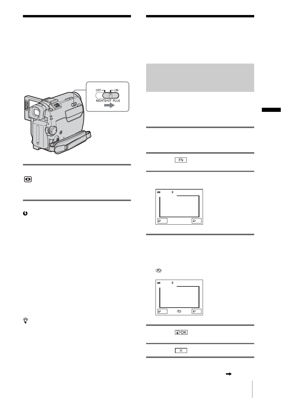 Recording in dark places – nightshot plus, Adjusting the focus, Recording in dark places | Sony DCR-HC20 User Manual | Page 29 / 100