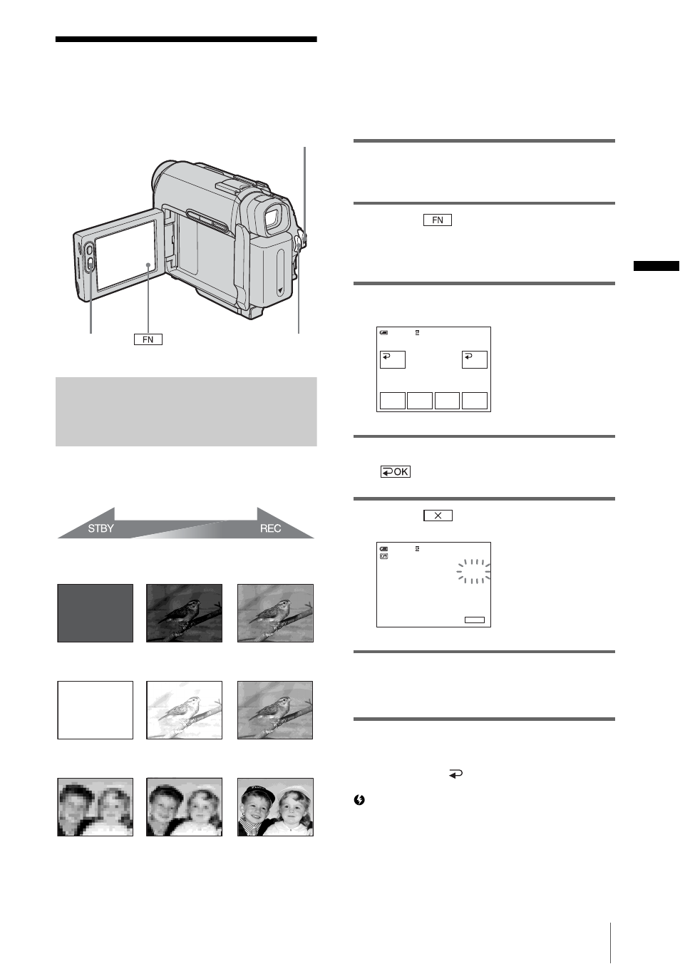 Recording a picture using various effects, Fading in and out of a scene – fader, P. 31) | Recording | Sony DCR-HC20 User Manual | Page 31 / 100