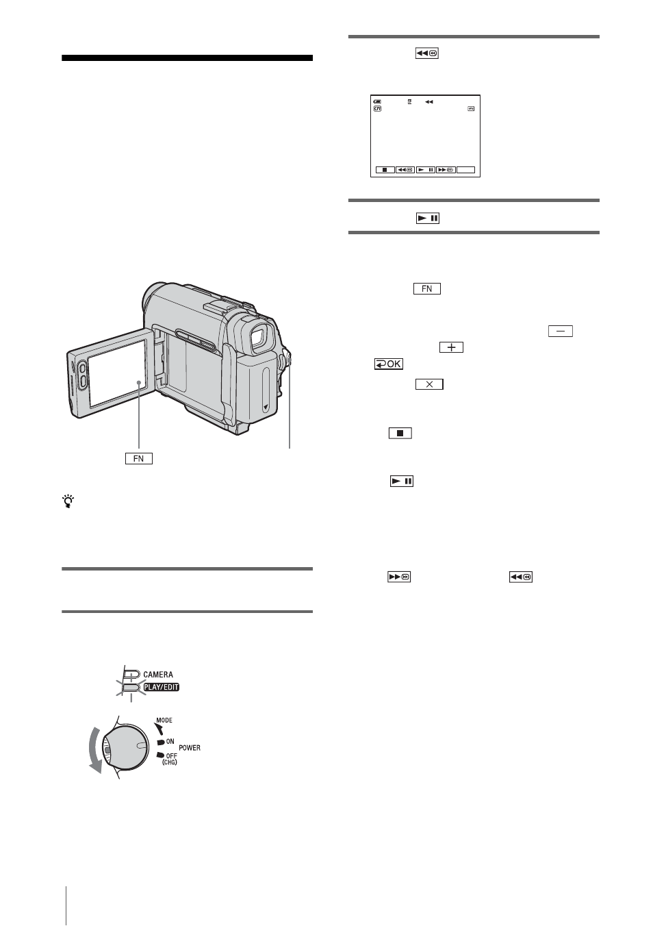 Playback, Viewing pictures recorded on a tape | Sony DCR-HC20 User Manual | Page 34 / 100