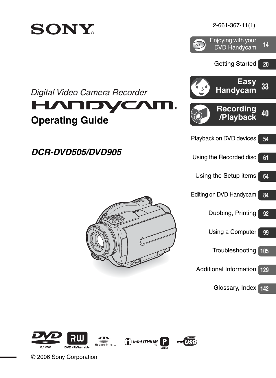 Sony DCR-DVD505 User Manual | 152 pages