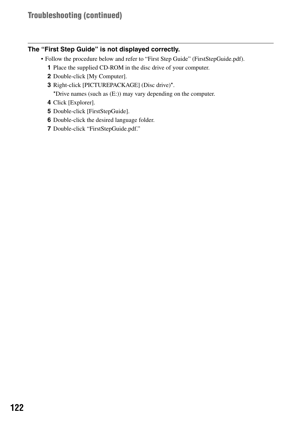 Troubleshooting (continued) | Sony DCR-DVD505 User Manual | Page 122 / 152