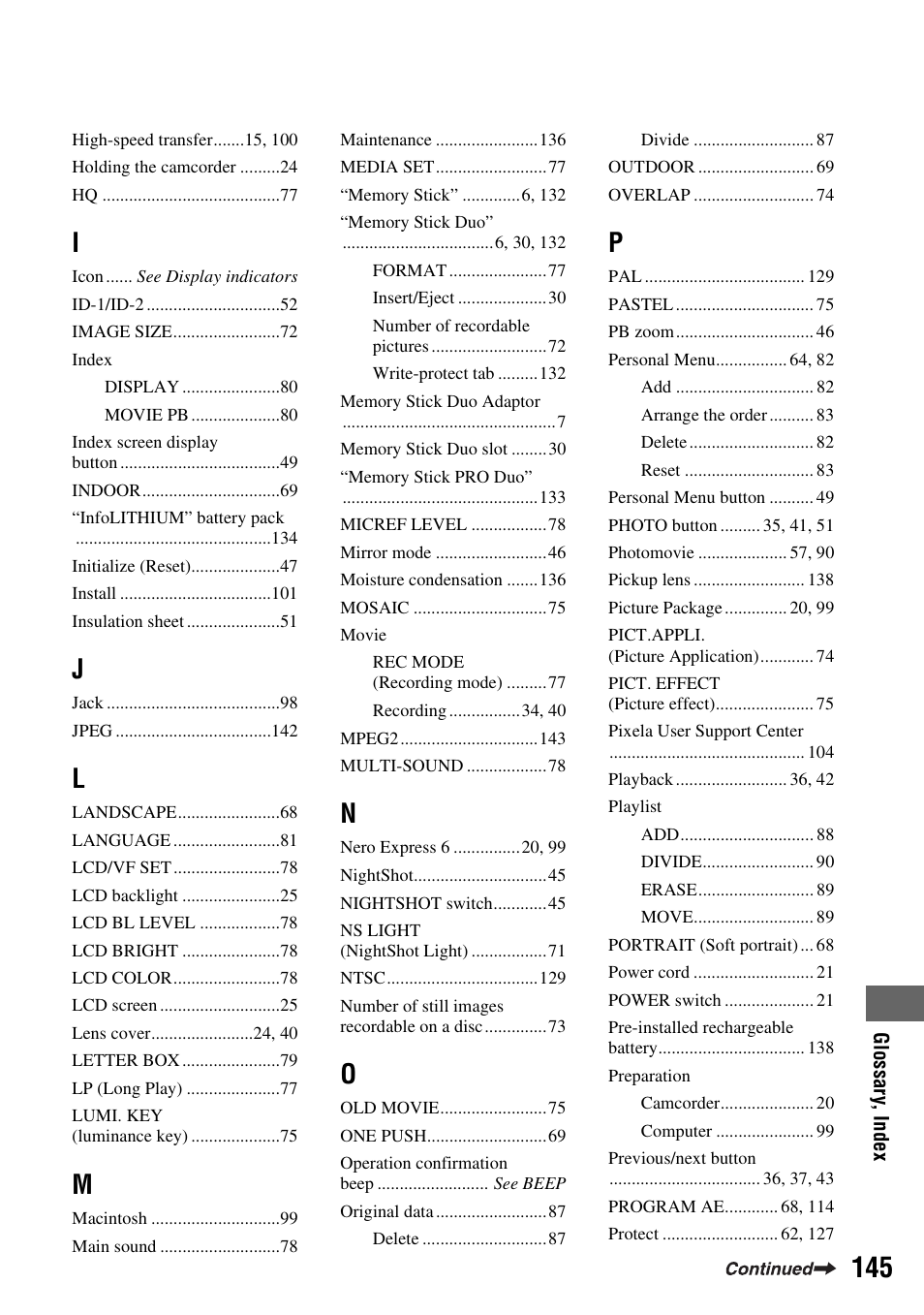 Sony DCR-DVD505 User Manual | Page 145 / 152