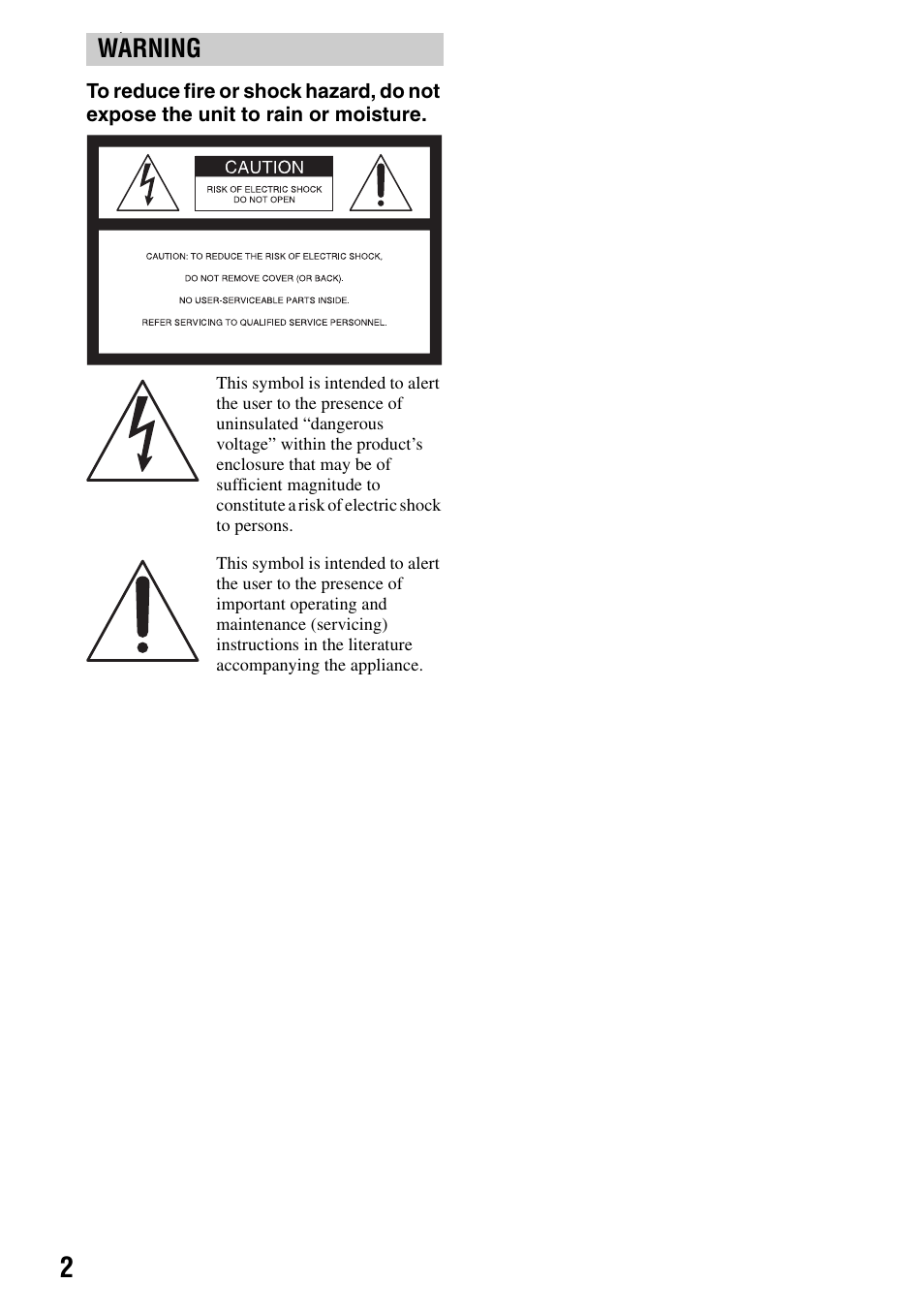 Warning | Sony DCR-DVD505 User Manual | Page 2 / 152
