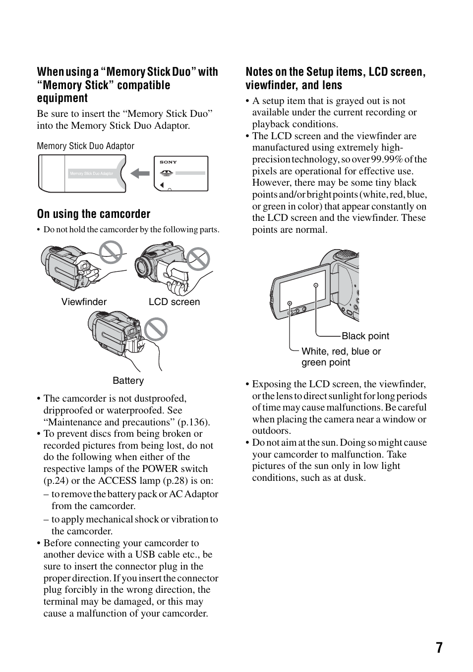 Sony DCR-DVD505 User Manual | Page 7 / 152