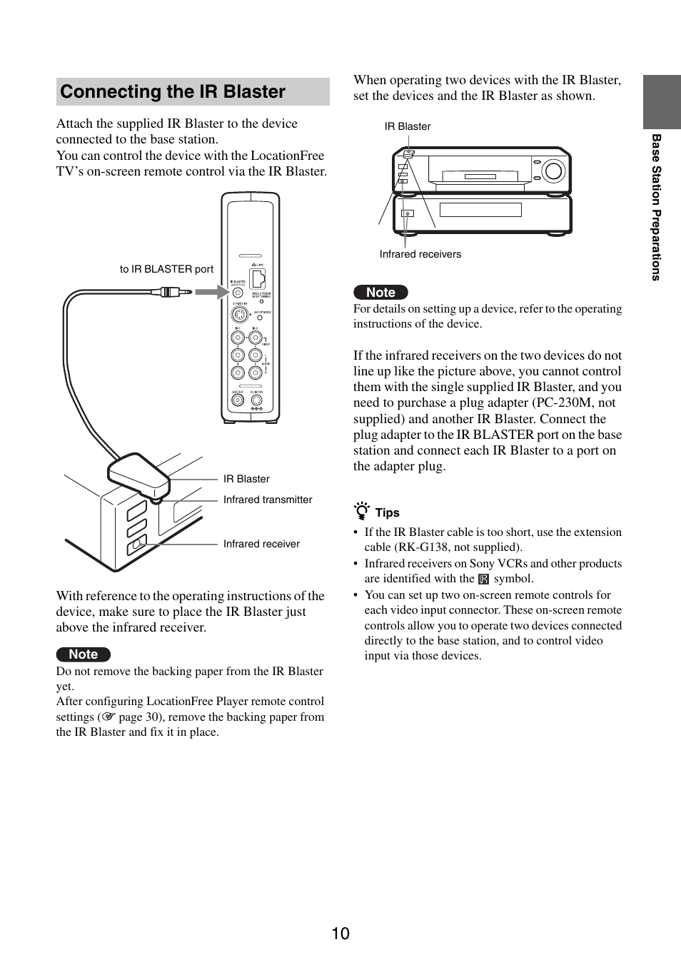 Connecting the ir blaster | Sony LF-PK1 User Manual | Page 10 / 59