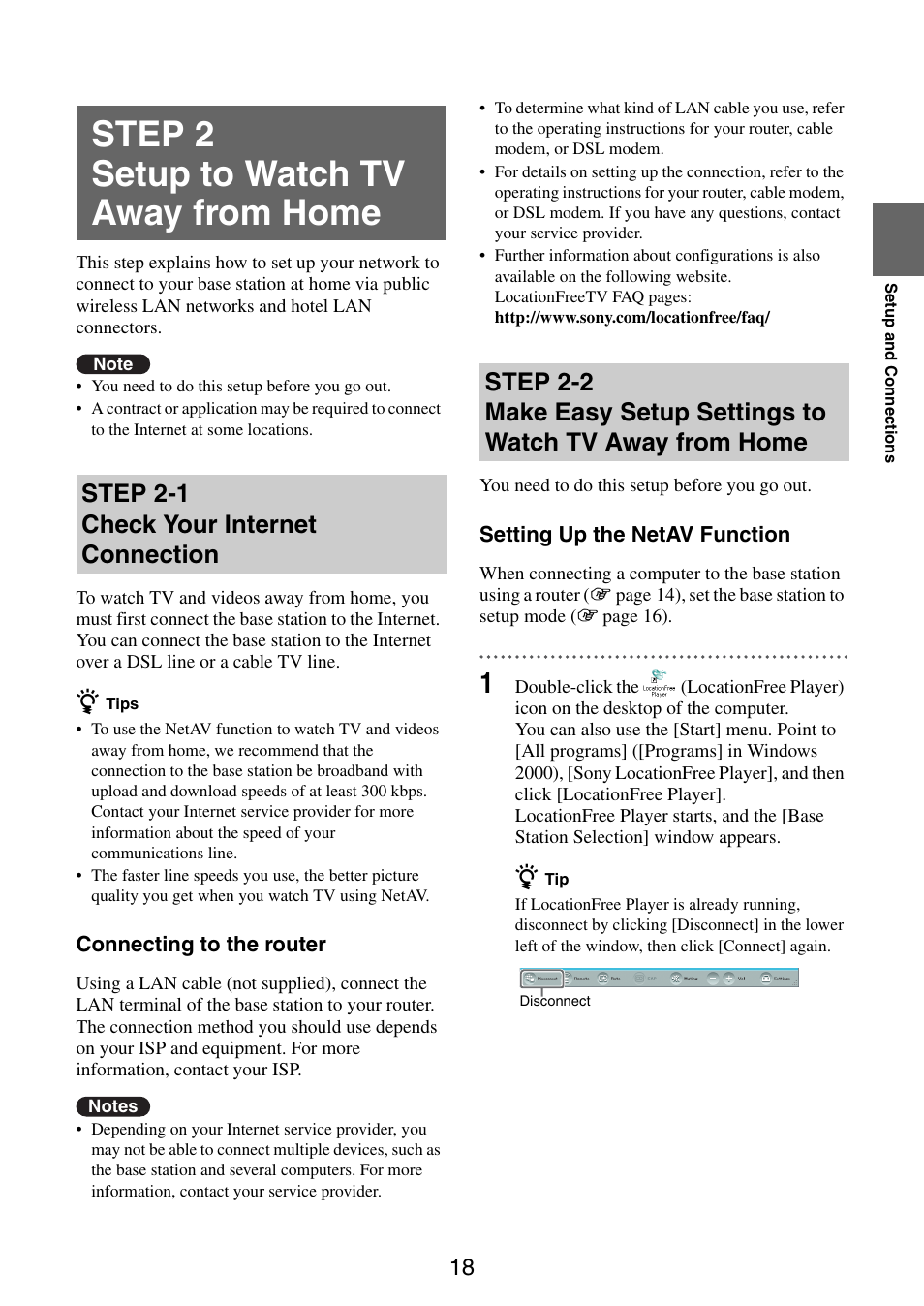 Step 2 setup to watch tv away from home | Sony LF-PK1 User Manual | Page 18 / 59