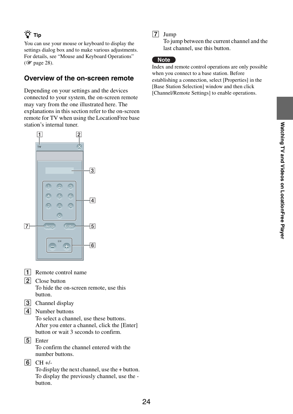 Overview of the on-screen remote | Sony LF-PK1 User Manual | Page 24 / 59