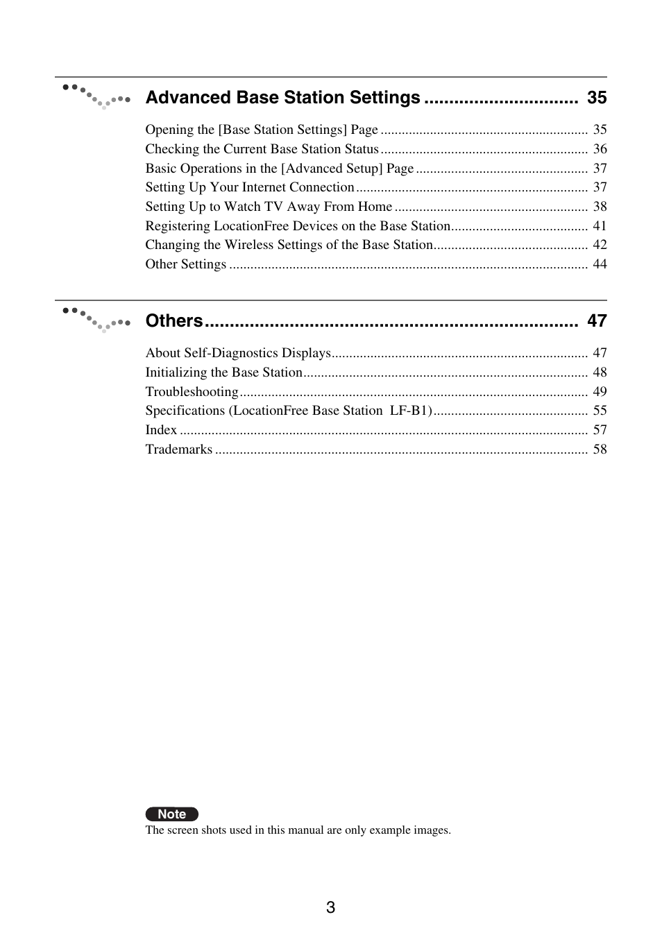 Advanced base station settings, Others | Sony LF-PK1 User Manual | Page 3 / 59
