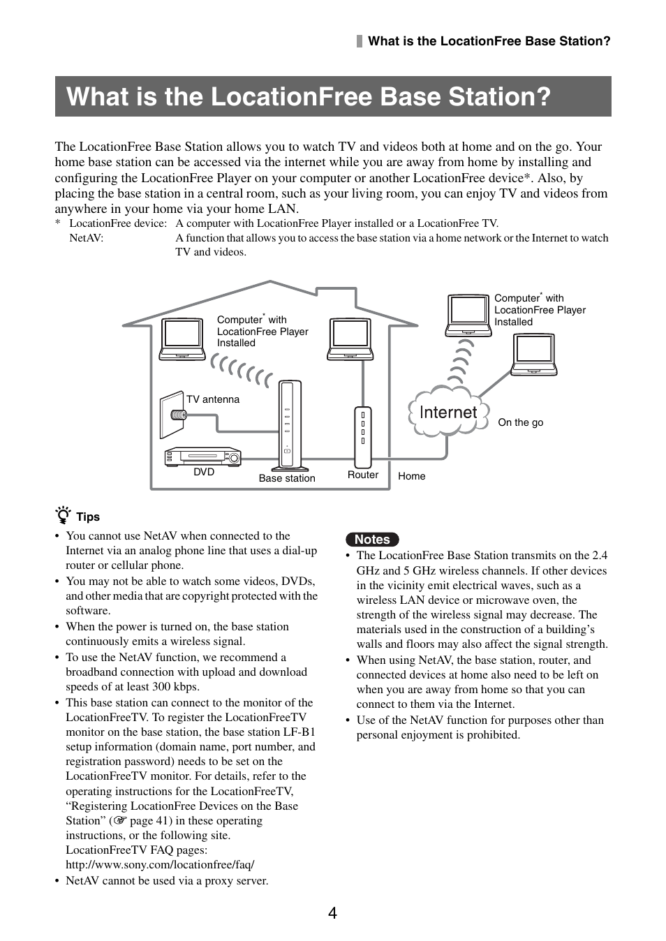 What is the locationfree base station | Sony LF-PK1 User Manual | Page 4 / 59
