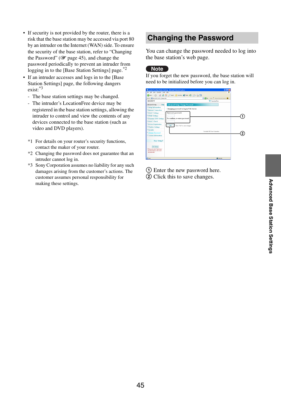 Changing the password | Sony LF-PK1 User Manual | Page 45 / 59