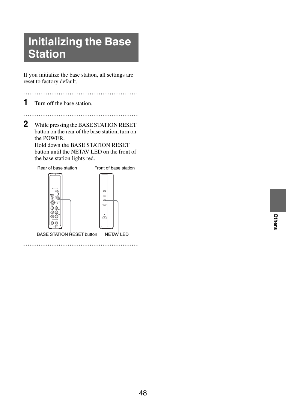 Initializing the base station, Tton | Sony LF-PK1 User Manual | Page 48 / 59