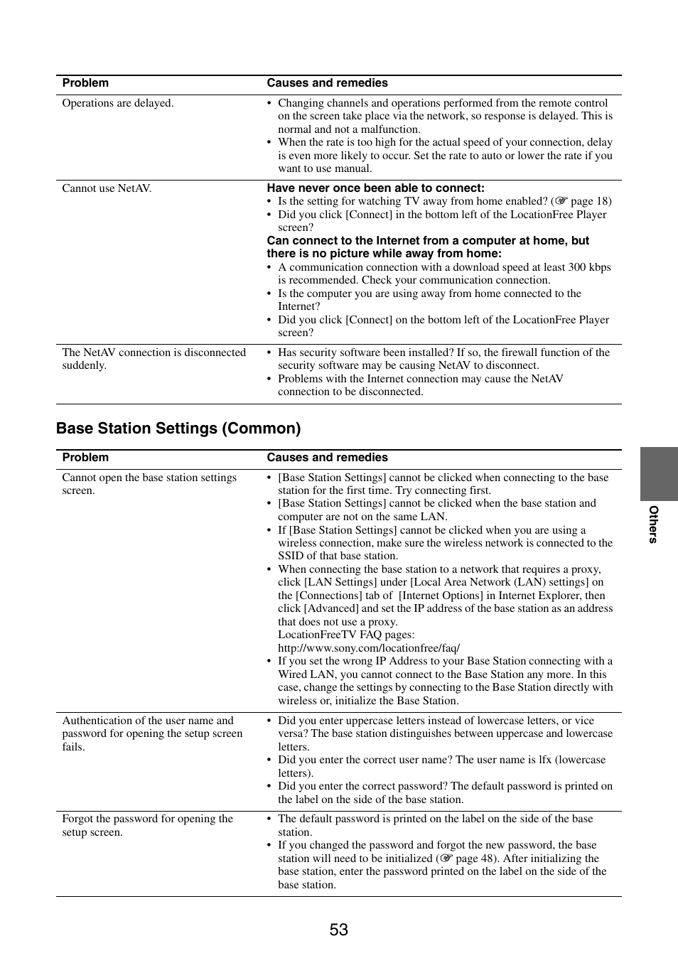 Base station settings (common) | Sony LF-PK1 User Manual | Page 53 / 59
