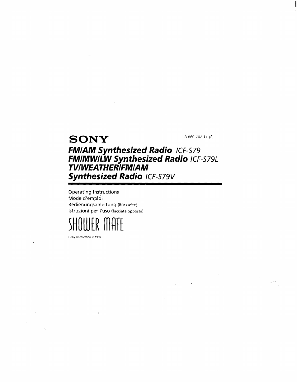 Sony ICF-S79V User Manual | 10 pages