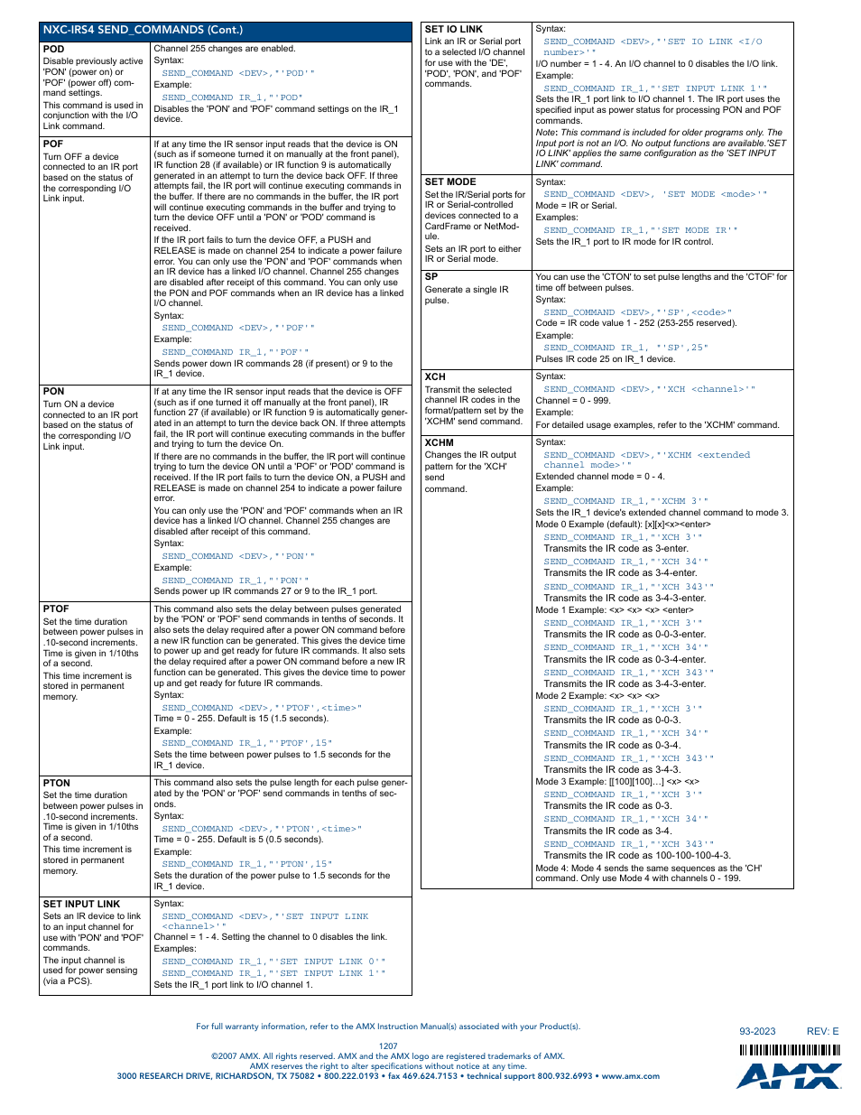 AMX NXC-IRS4 User Manual | Page 2 / 2