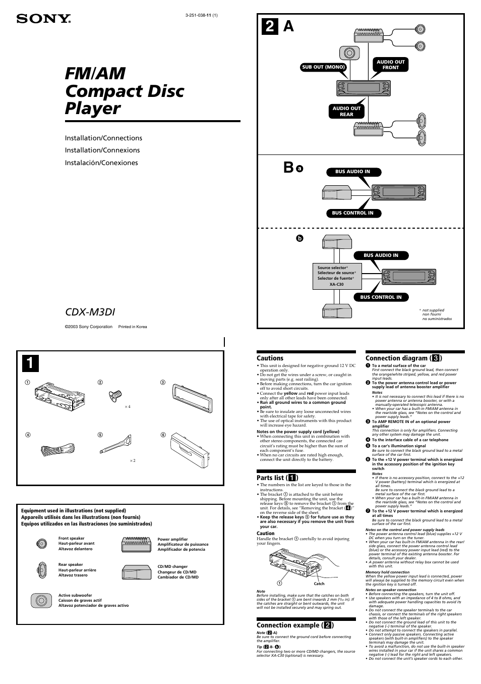 Sony CDX-M3DI User Manual | 4 pages