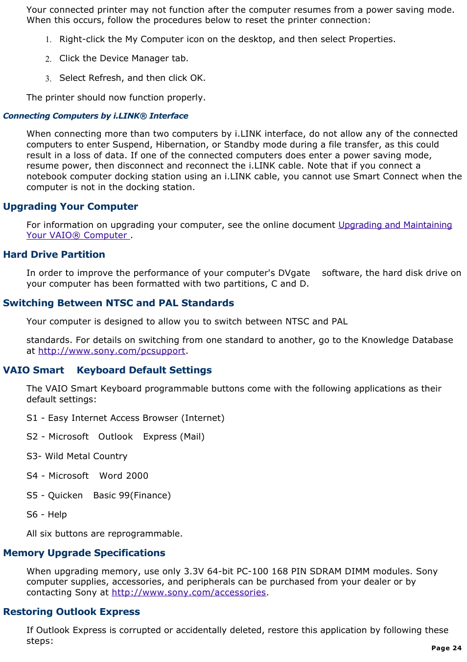 Sony PCV-R545DS User Manual | Page 24 / 439