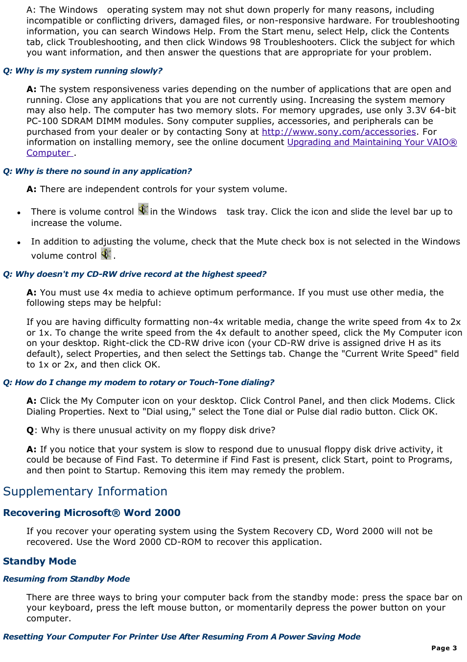 Supplementary information | Sony PCV-R545DS User Manual | Page 3 / 439