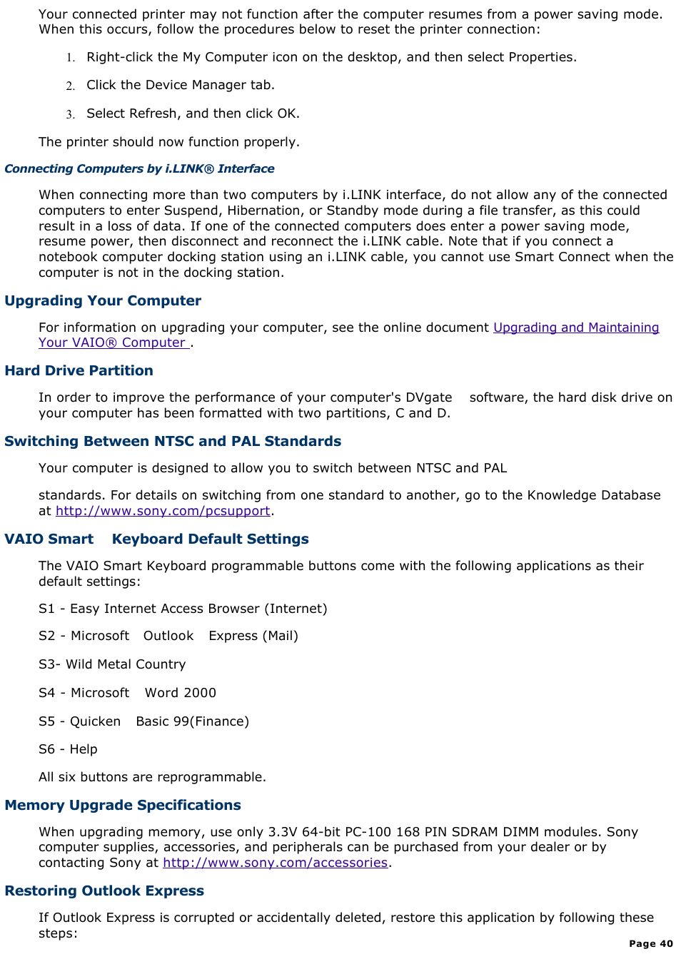 Sony PCV-R545DS User Manual | Page 40 / 439