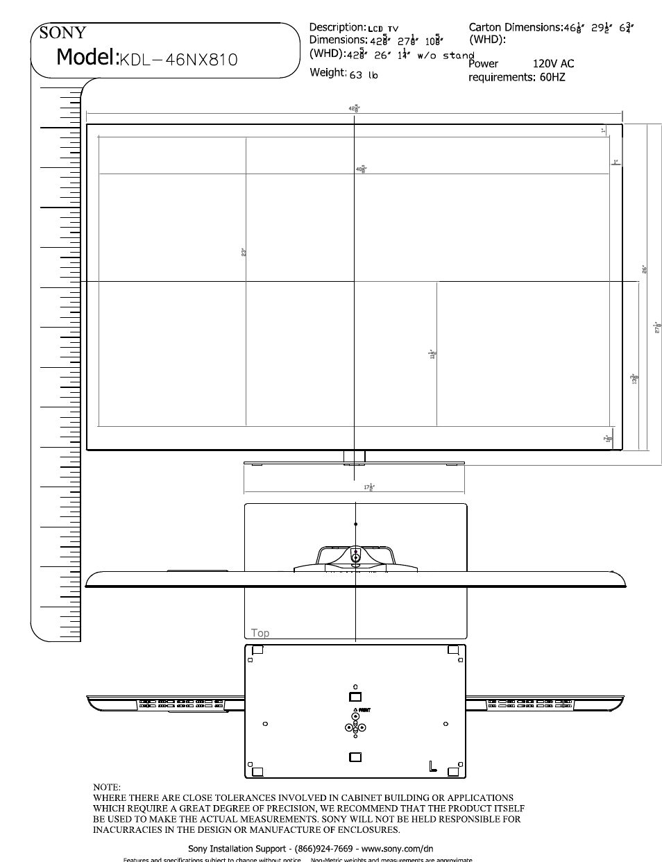 Sony KDL-46NX810 User Manual | 3 pages