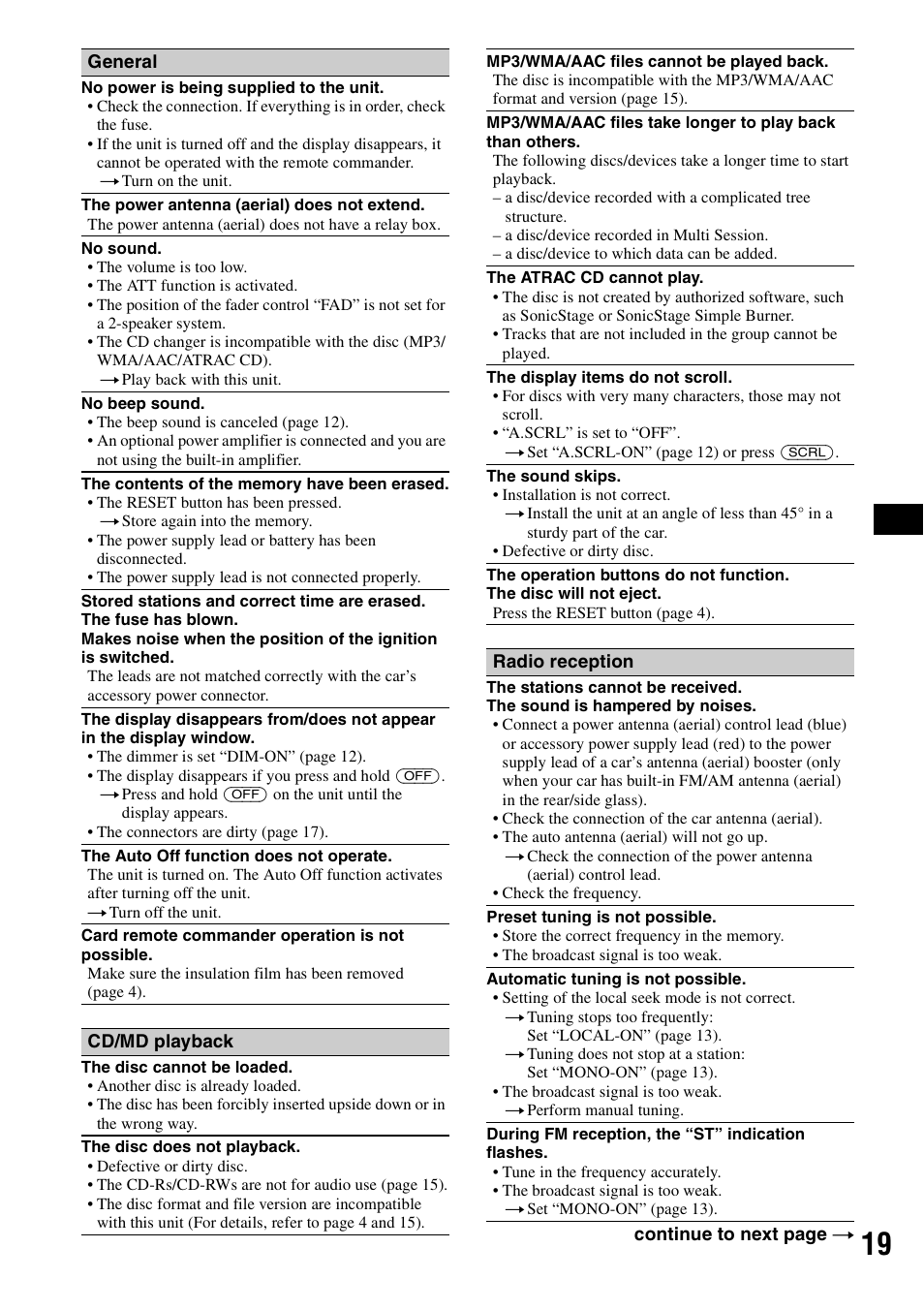 Sony CDX-GT61UI User Manual | Page 19 / 44