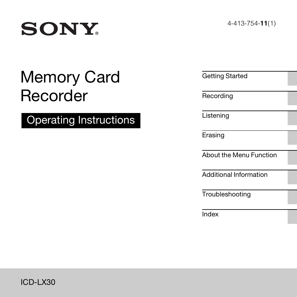 Sony ICD-LX30 User Manual | 59 pages