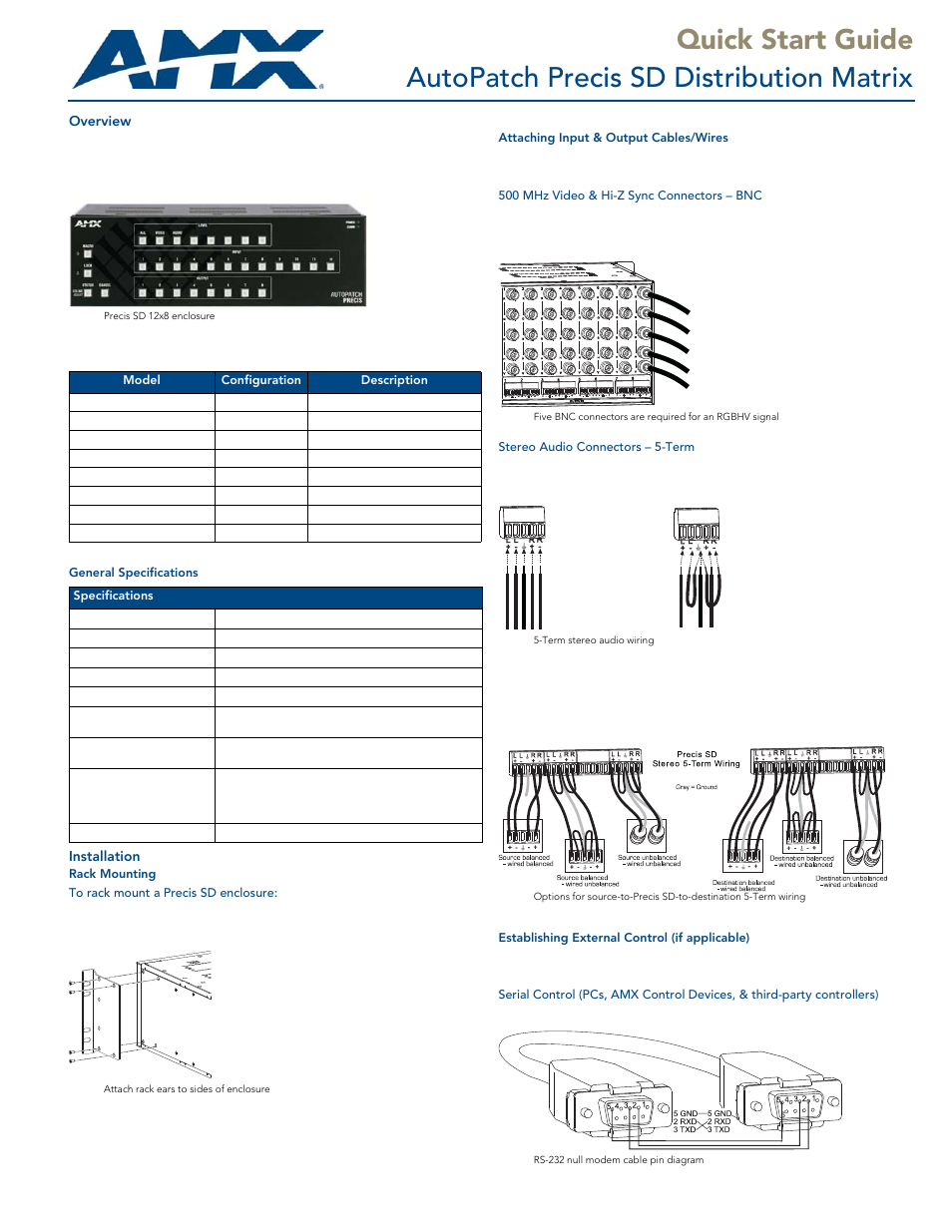 AMX Octaire Distribution Matrix AutoPatch User Manual | 2 pages