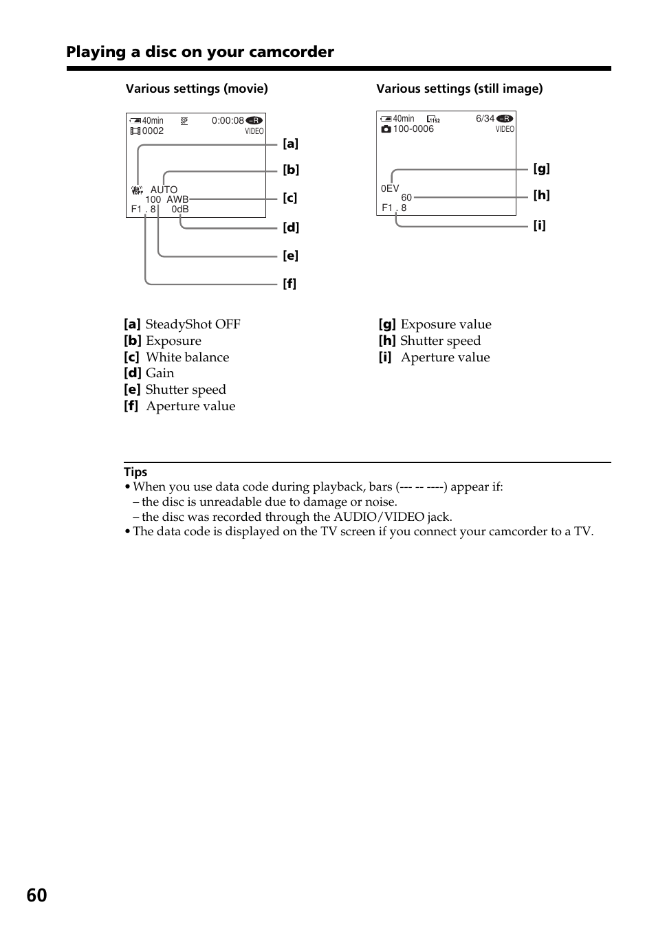 Playing a disc on your camcorder | Sony DCR-DVD301 User Manual | Page 60 / 148