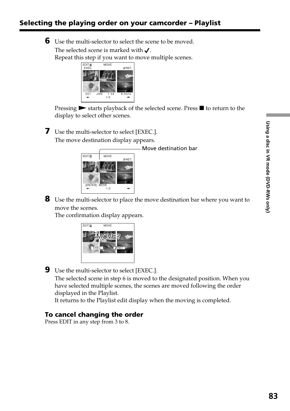 Move | Sony DCR-DVD301 User Manual | Page 83 / 148