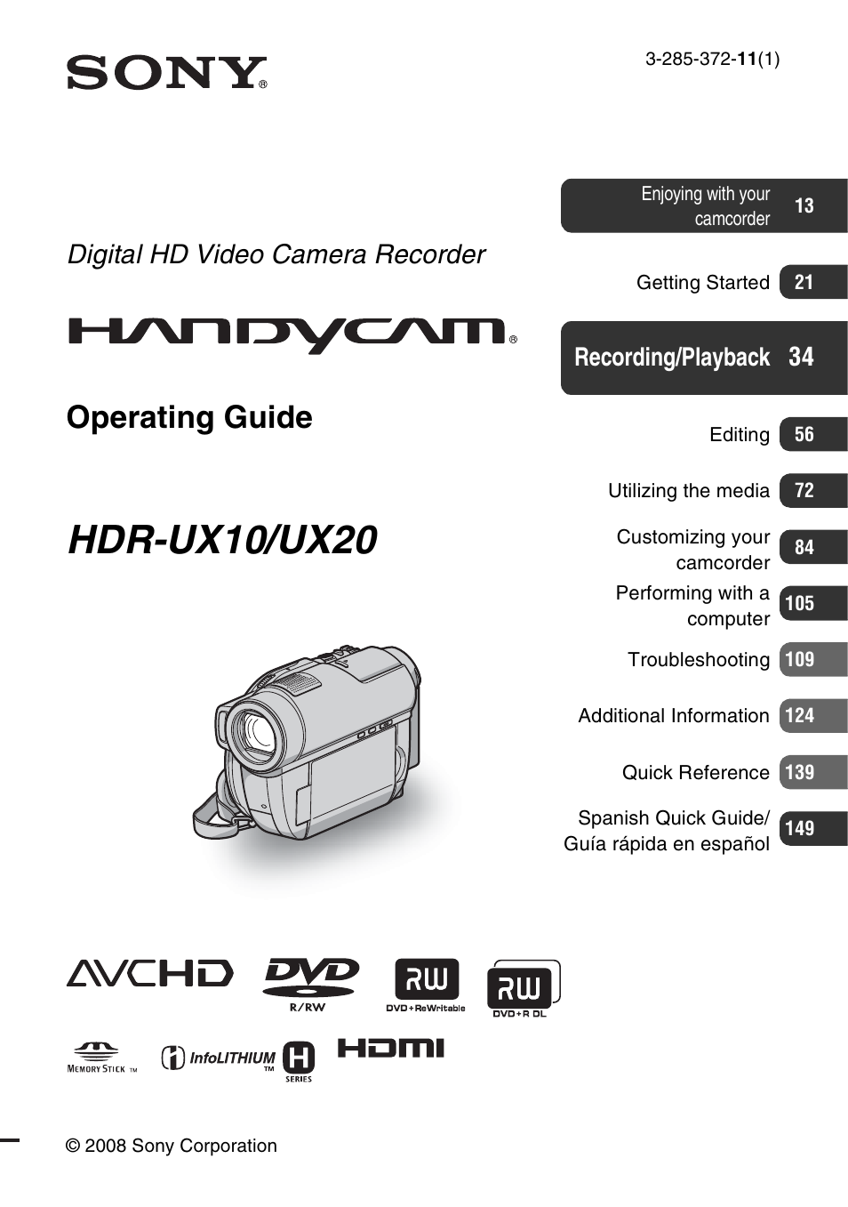 Sony HDR-UX10 User Manual | 172 pages