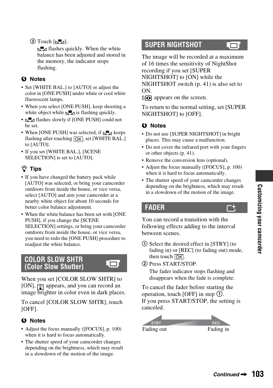 N (p. 103, Unction (p. 103), P. 103 | Sony HDR-UX10 User Manual | Page 103 / 172