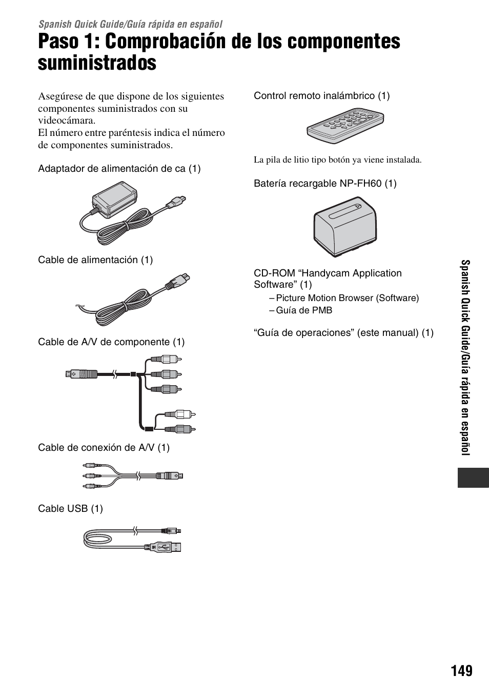 Spanish quick guide/guía rápida en español, Spanish quick guide, Guía rápida en español | Sony HDR-UX10 User Manual | Page 149 / 172