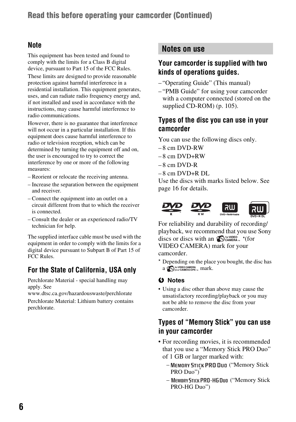 Sony HDR-UX10 User Manual | Page 6 / 172