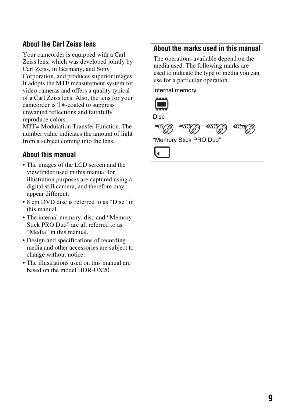 Sony HDR-UX10 User Manual | Page 9 / 172