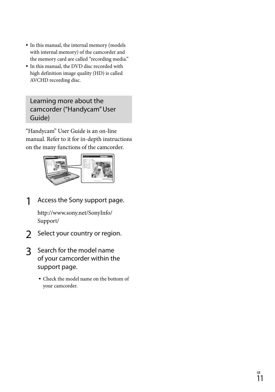 Sony HDR-CX430V User Manual | Page 11 / 76