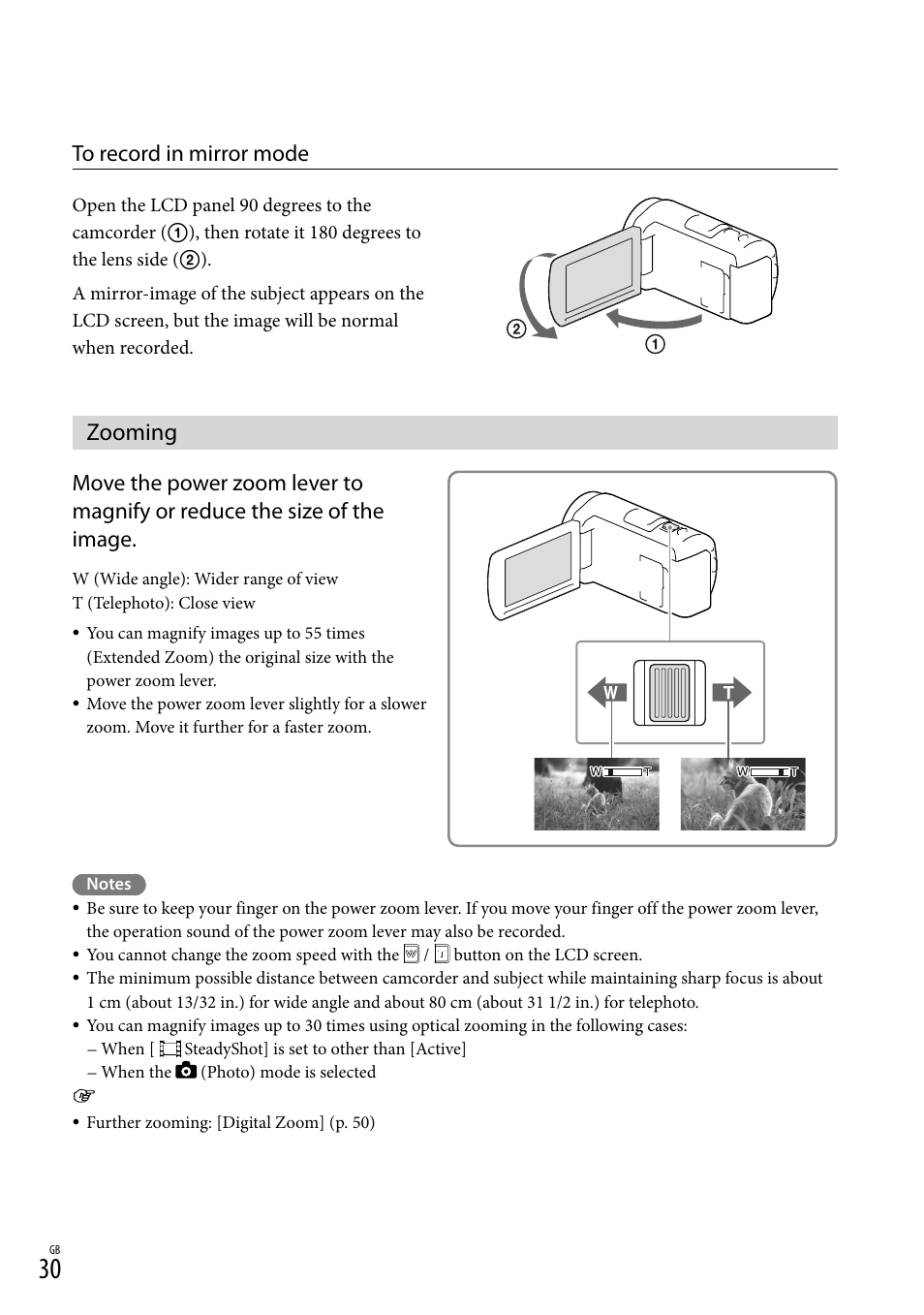 Zooming, Er (30) | Sony HDR-CX430V User Manual | Page 30 / 76