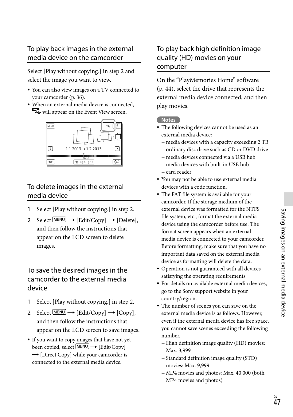 Sony HDR-CX430V User Manual | Page 47 / 76