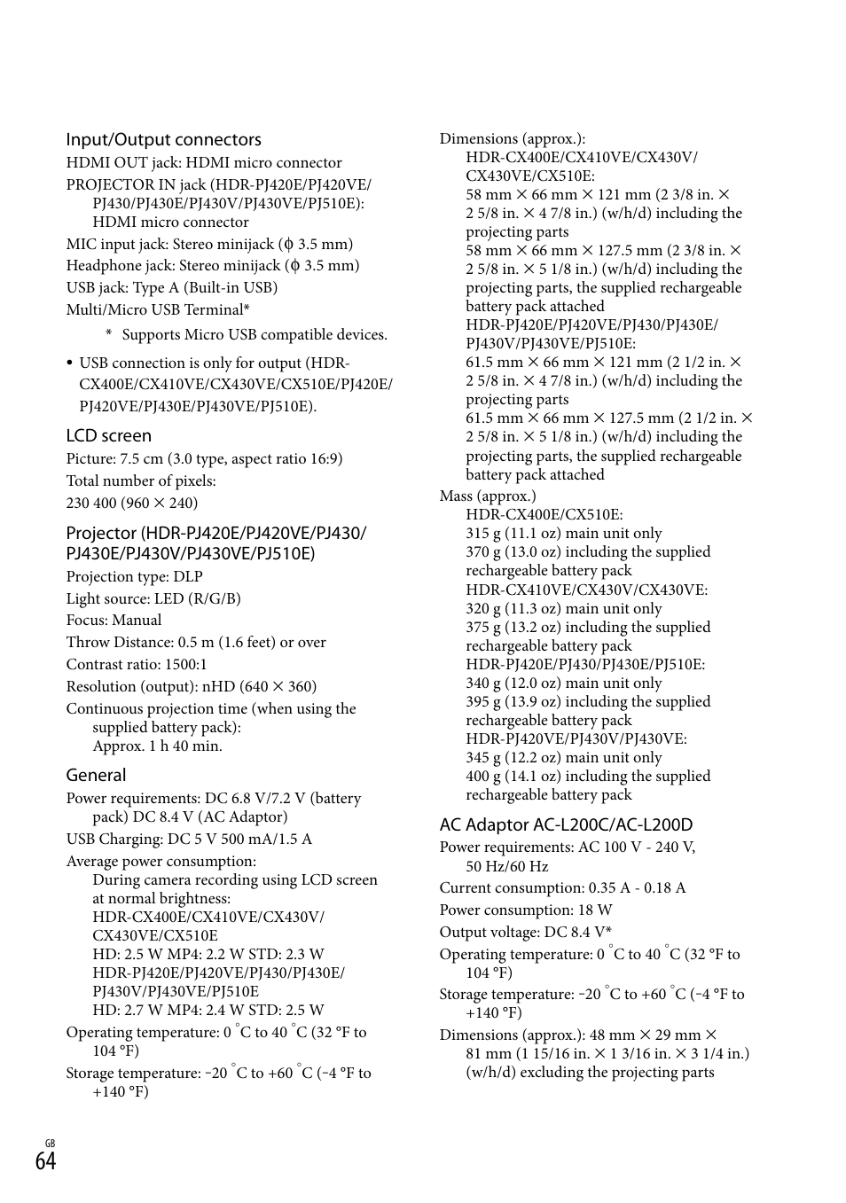 Sony HDR-CX430V User Manual | Page 64 / 76