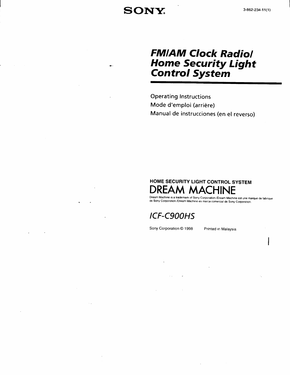 Sony ICF-C900HS User Manual | 13 pages