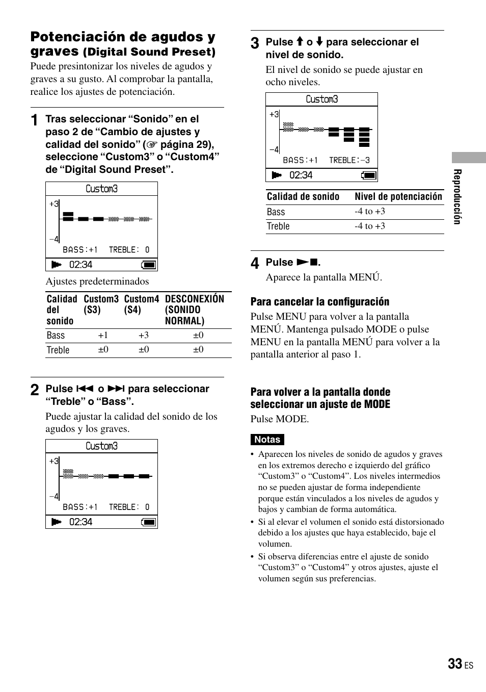 Potenciación de agudos y graves, Digital sound preset) | Sony NW-HD3 User Manual | Page 241 / 358